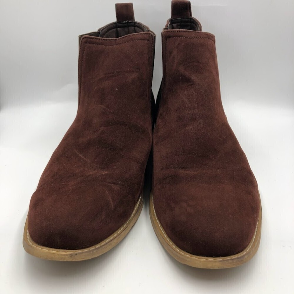 Gino Pheroni Men's Maroon Faux Suede Leather Ankle Boots Calvin Size 13 Slip On - Picture 8 of 15